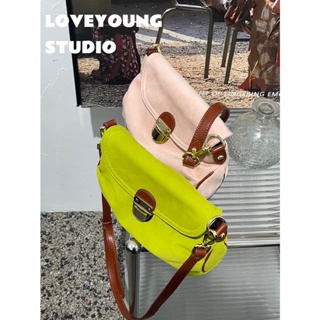 Loveyoung กระเป๋าสะพายข้างใต้วงแขน หนังนิ่ม สีเขียว สีชมพูอ่อน แฮนด์เมด