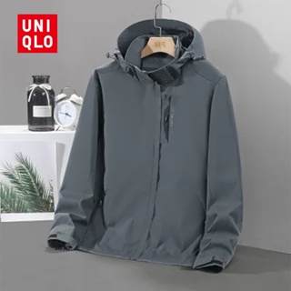 UNIQLO เสื้อแจ็กเก็ตกันฝน กันน้ํา ถอดออกได้ คุณภาพสูง เหมาะกับใส่เล่นกีฬากลางแจ้ง สําหรับผู้ชาย ไซซ์ M - 5XL