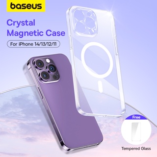Baseus เคสโทรศัพท์มือถือ PC แข็ง แบบใส เต็มเครื่อง แม่เหล็กไร้สาย สําหรับ iPhone 14 13 Pro Max 12 11 Pro Max