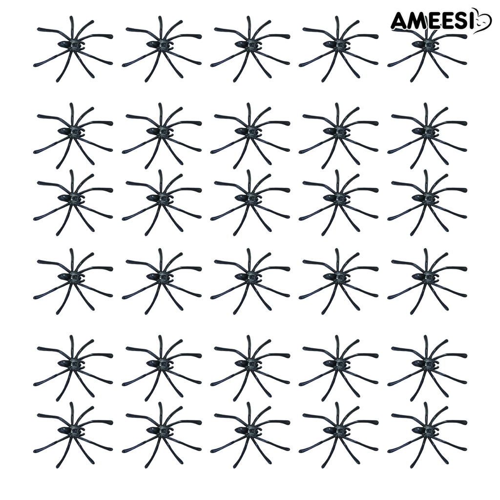 ameesi-แมงมุมปลอม-ขนาดเล็ก-น่ากลัว-สีดํา-สําหรับตกแต่งปาร์ตี้ฮาโลวีน-พร็อพถ่ายภาพ-30-ชิ้น