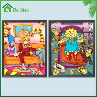 【Doub X ✮】ภาพวาดปักเพชร ทรงกลม ลาย The Simpsons 5D DIY สําหรับตกแต่งบ้าน ✮