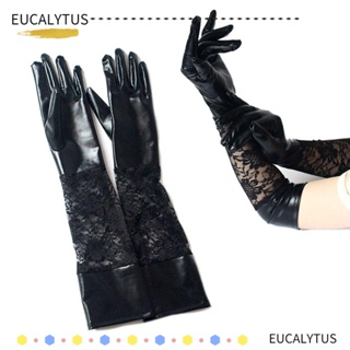 Eutus ถุงมือหนัง ยาว เซ็กซี่ สไตล์พังก์ร็อค โกธิค สีดํา สําหรับเต้นรํา ฮาโลวีน