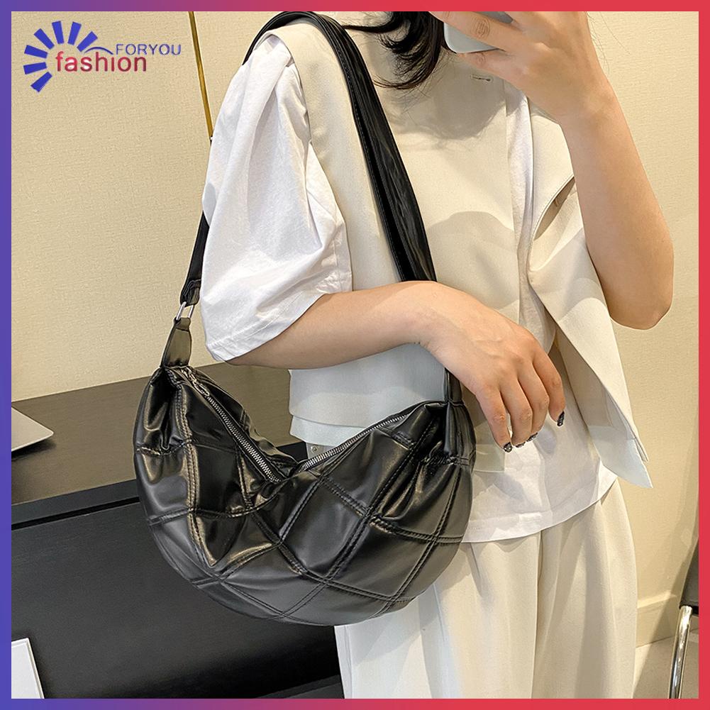 fashionforyou-เสื้อผ้าแฟชั่น-กระเป๋าสะพายไหล่-หนัง-pu-ประดับเพชร-หรูหรา-สีพื้น-สําหรับผู้หญิง