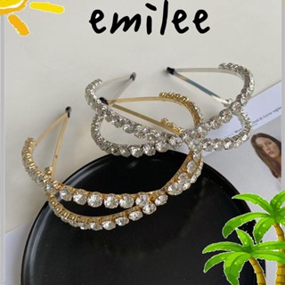 Emilee มงกุฎ พลอยเทียม กลวง เครื่องประดับผม ที่คาดผมบาร็อค ที่เรียบง่าย เจาะ คริสตัล ไขว้ศีรษะ ห่อศีรษะ ผู้หญิง เด็กผู้หญิง