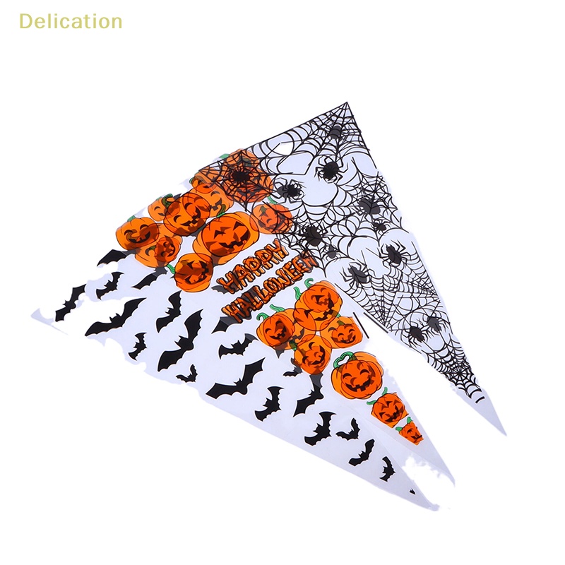 delication-ถุงขนม-ทรงกรวย-ลายฟักทอง-ค้างคาว-แมงมุม-ฮาโลวีน-สําหรับใส่คุกกี้-ปาร์ตี้ฮาโลวีน-100-ชิ้น