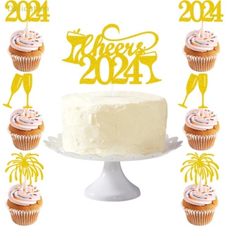 [Delication] ใหม่ล่าสุด ท็อปเปอร์ไม้จิ้มฟัน ลาย Happy New Year 2024 2024 สําหรับตกแต่งเค้ก ปาร์ตี้คริสต์มาส ปีใหม่ 2024