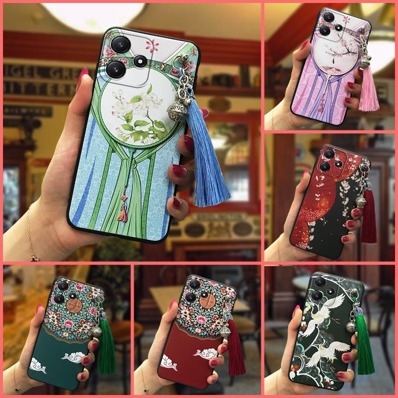 soft-case-back-cover-phone-case-for-redmi-note12r-tassel-chinese-style-silicone-shockproof-anti-dust-anti-knock-protective