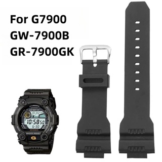 สายนาฬิกาข้อมือยางซิลิโคน กันน้ํา สีดํา แบบเปลี่ยน สําหรับ Casio G Shock G-7900sl GW-7900b GR-7900NV 16 มม.