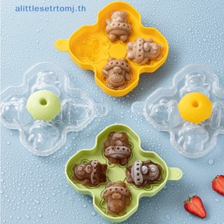 Alittlese แม่พิมพ์ซิลิโคน รูปหมีน้อย 3D เกรดอาหาร 4 ช่อง สําหรับทําน้ําแข็ง TH
