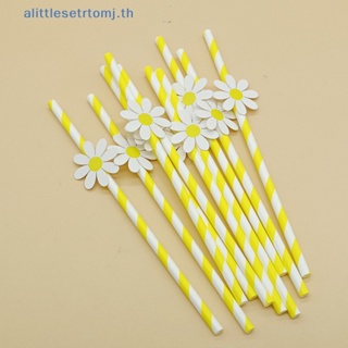 Alittlese หลอดดูดกระดาษ ลายดอกเดซี่ แบบใช้แล้วทิ้ง สําหรับตกแต่งปาร์ตี้วันเกิด งานแต่งงาน 20 ชิ้น