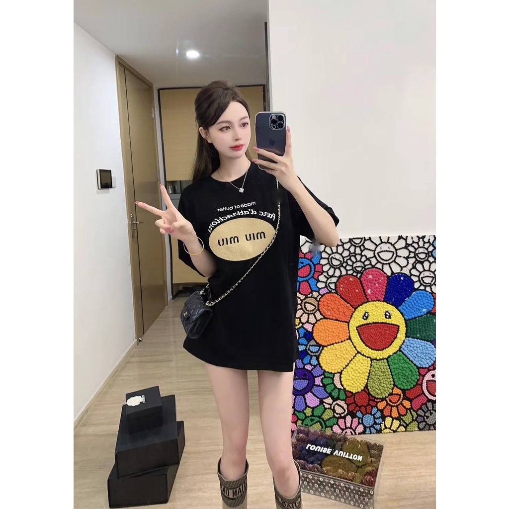 2xha-miu-miu-2023-autumn-and-winter-new-sanding-design-letter-printing-logo-decorative-design-fashion-round-neck-short-sleeve-t-shirt-for-women