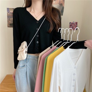 เสื้อคาร์ดิแกนกันหนาว แขนยาว แบบบาง เข้ารูป แฟชั่นฤดูใบไม้ผลิ สไตล์เกาหลี สําหรับผู้หญิง YQSD