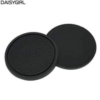 【DAISYG】Car Coasters 2pcs Anti Slip Black Car Parts Simple Style 100% Brand New