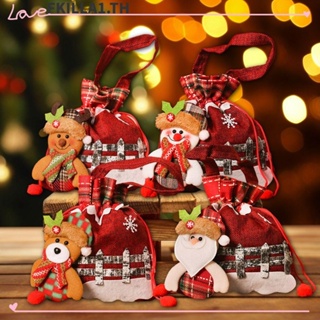 Faccfki ถุงของขวัญตุ๊กตาคริสต์มาส ผ้านอนวูฟเวน ลายการ์ตูนซานต้าคลอส สโนว์แมนน่ารัก ใช้ซ้ําได้ ซักได้ สําหรับเด็ก