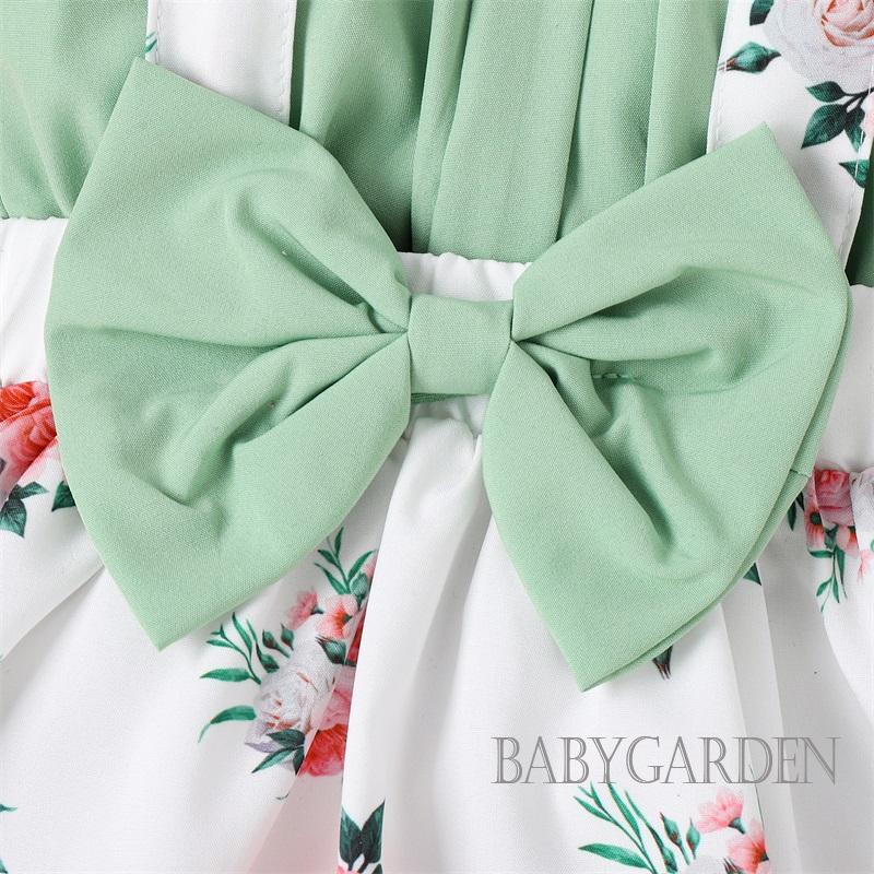 babygarden-4-7-ปี-ชุดเสื้อแขนสั้น-สีเขียว-และกระโปรงลายดอกไม้-และหมวก-แฟชั่นฤดูร้อน-สําหรับเด็กผู้หญิง-3-ชิ้น