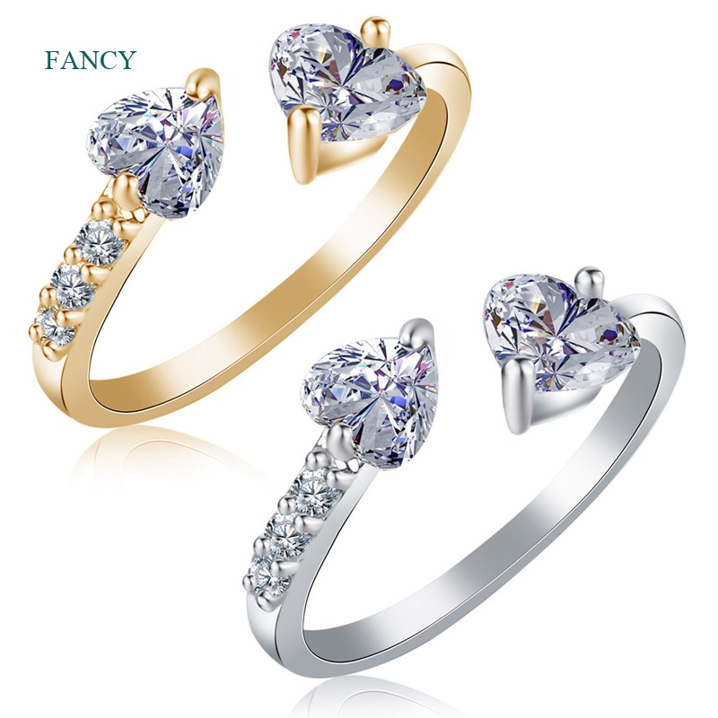 fancy-แหวนทองแดง-ประดับเพทาย-รูปหัวใจคู่-เครื่องประดับสตรี