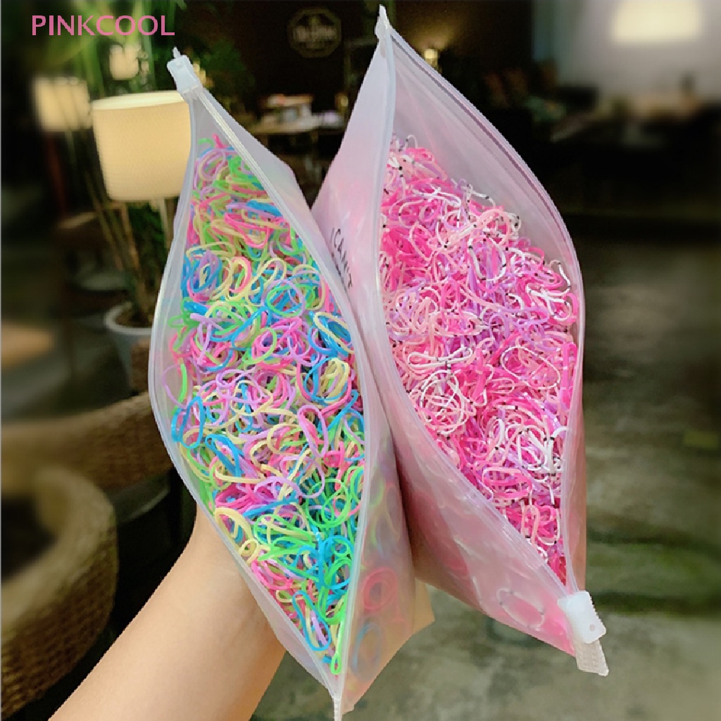 pinkcool-ยางรัดผม-แบบยืดหยุ่น-หลากสี-สําหรับเด็กผู้หญิง-1000-ชิ้น