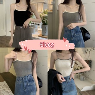 Elves✨พร้อมส่ง✨  เสื้อสายเดี่ยวไหมพร  สีพื้นใส่สบาย ผ้าไหมพรมนิ่มมาก  ~91035~