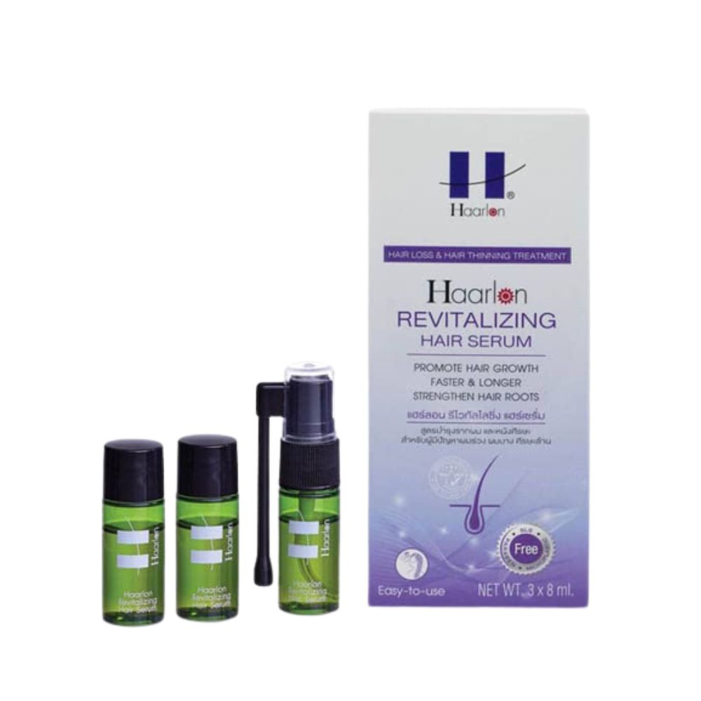 haarlon-revitalizing-hair-serum-เซรั่ม-สูตรบำรุงรากผมสำหรับคนผมร่วง-ผมบาง-ศีรษะล้าน-8-มล-x-3-หลอด