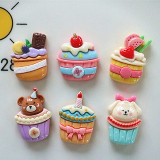 10 ชิ้น / แพ็ค หมีน่ารัก คัพเค้ก ด้านหลังแบน Diy รองเท้า หัวเข็มขัด วัสดุตกแต่ง แฮนด์เมด