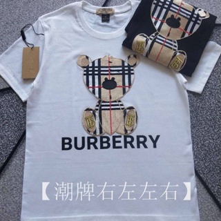 [Official]เสื้อยืดแขนสั้น คอกลม ผ้าฝ้าย พิมพ์ลายหมี Burberry Tag + Label
