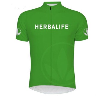 เสื้อกีฬาแขนสั้น ลายทีมขี่จักรยาน Herbalife สีเขียว คุณภาพดี 2024