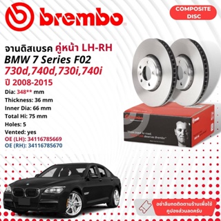 [BREMBO Composite DISC] จานดิสเบรคหน้า 2 ใบ สำหรับ BMW 7 Series, 6 Series 730d,730i,740i,740d จาน 348mm ปี 2008-2015