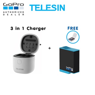 Telesin GoPro 10 / 9 Telesin Allin Box 3 in 1 Charger &amp; Card Reader &amp; Storage Box + GoPro Battery ของโกโปรแท้ ประกันศ...