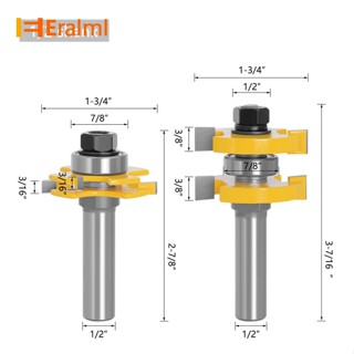 Eralml ชุดดอกสว่านเราเตอร์ คาร์ไบด์ 2 ลิ้น และร่อง เส้นผ่าศูนย์กลางก้าน 1/2 นิ้ว ปรับได้ สามซี่ ถอดออกได้