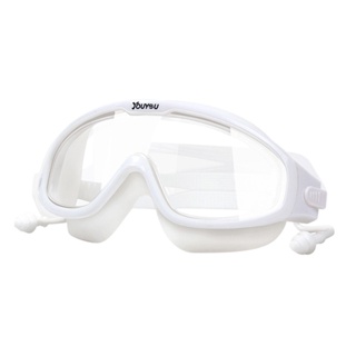 แว่นตาว่ายน้ำ  กันน้ำและกันฝ้า แว่นตาดำน้ำกรอบใหญ่ ชุดหมวกว่ายน้ำ อุปกรณ์ว่ายน้ำชายและหญิง Swimming goggles