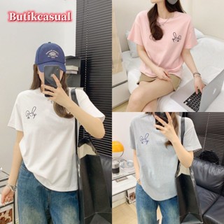 เสื้อยืดแขนสั้น ผ้าฝ้าย ทรงหลวม ลายกระต่าย สไตล์ญี่ปุ่น และเกาหลีใต้ สําหรับผู้หญิง