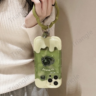เคสโทรศัพท์มือถือ กันกระแทก ลายหมีมัทฉะ สีเขียว สําหรับ Iphone 14pro max 11 12 13 14promax 13 12 11