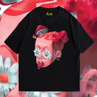 (🔥พร้อมส่งเสื้อเฮีย🔥)เสื้อ Flower Girl  ผ้าCotton 100% มีสองสี ทั้งทรงปกติและ OVERSIZE