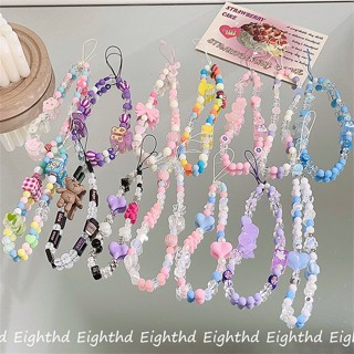 เคสโทรศัพท์มือถือ ป้องกันการสูญหาย แบบพกพา ประดับลูกปัด หลากสี พร้อมสายคล้อง ลายการ์ตูนน่ารัก