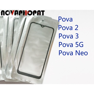 Novaphopat เลนส์กระจกหน้าจอสัมผัส LCD พร้อมกาว OCA แบบเปลี่ยน สําหรับ Tecno Pova 2 3 Pova 5G Pova Neo