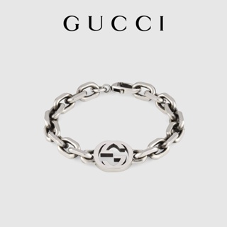 [พร้อมส่ง] Gucci GUCCI สร้อยข้อมือเงิน แบบเชื่อมต่อกัน