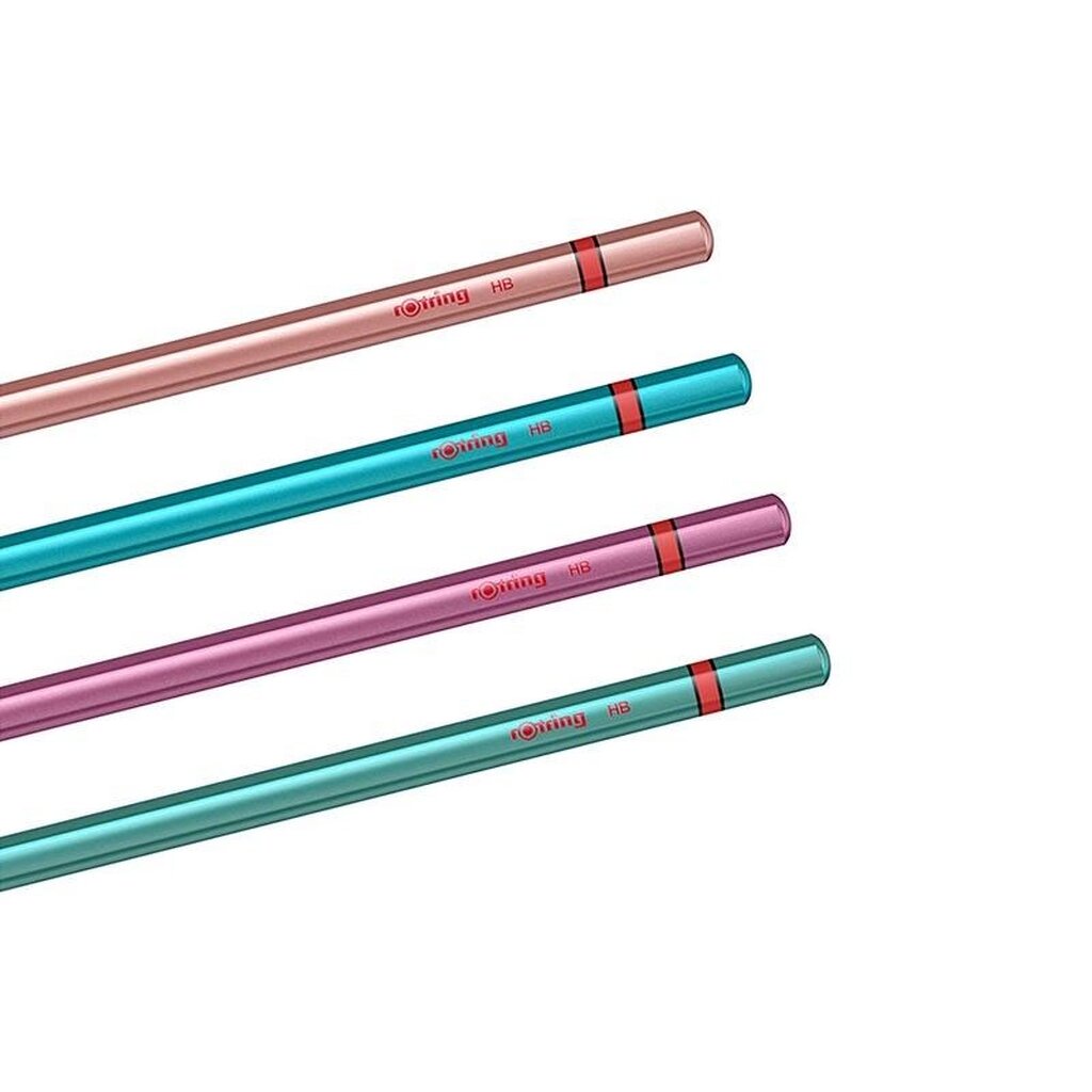rotring-metallic-wooden-pencil-ดินสอไม้รอตริงเมทาลิค-hb-คละสี-แพ็ค-4-ด้าม-สีเมทาลิค