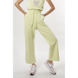 ESP กางเกงทรงขากว้างแต่งเชือกผูกเอว ผู้หญิง สีเขียว | Drawstring Waist Wide Leg Pants | 6011