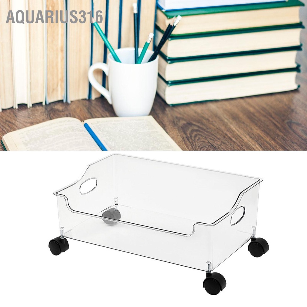 aquarius316-ตู้คอนเทนเนอร์ล้อเลื่อนพลาสติกใสใต้โต๊ะกล่องเก็บหนังสือพร้อมลูกกลิ้งสำหรับห้องนอนโรงเรียนหอพักสำนักงาน