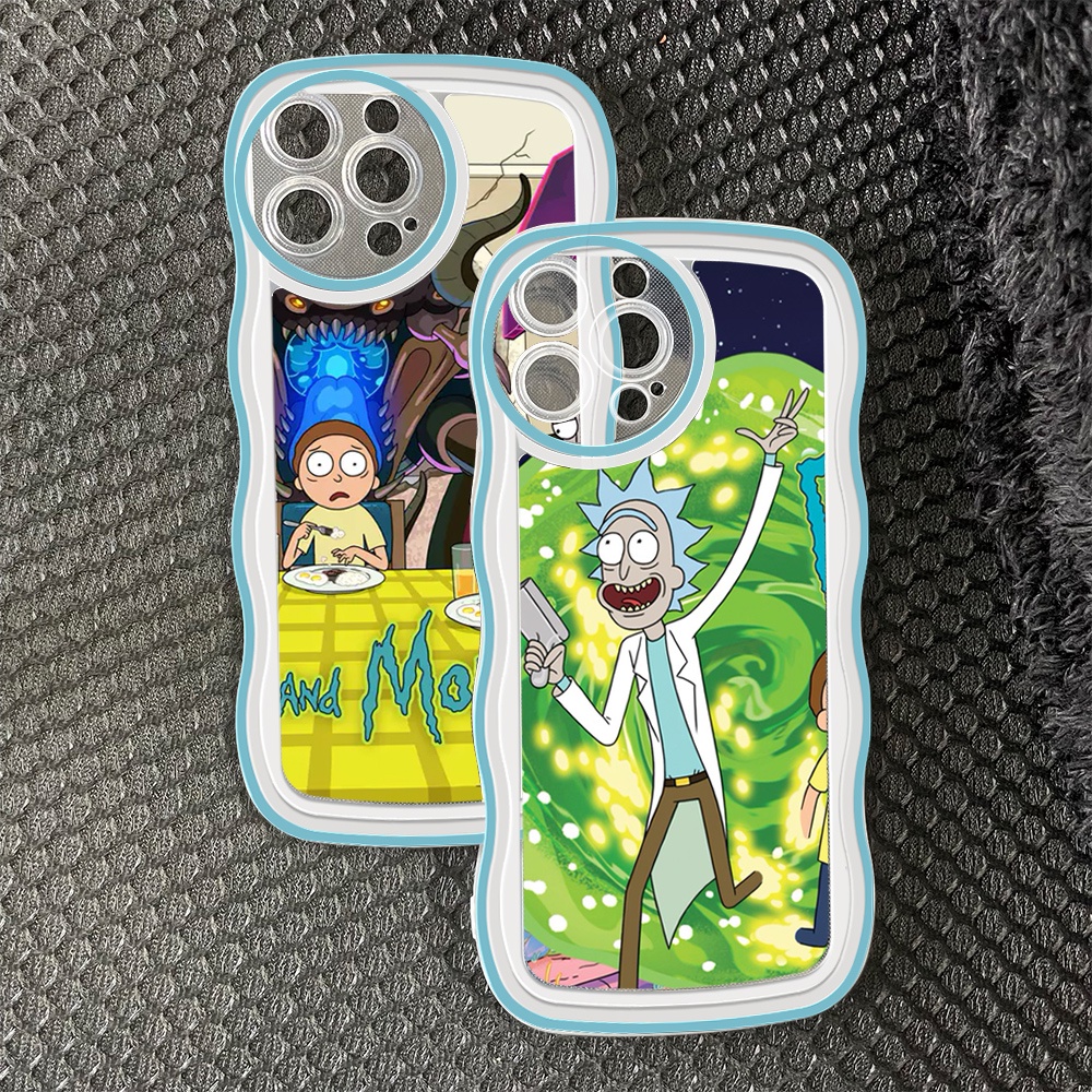 สําหรับ-samsung-galaxy-s22-s23-ultra-s22-s23-plus-5g-เคสโทรศัพท์มือถือแบบนิ่ม-กันกระแทก-กันรอยกล้อง-ลายคลื่น-rick-and-modi-แฟชั่น