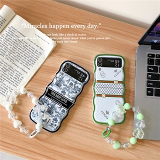 เคสโทรศัพท์มือถือแบบนิ่ม กันกระแทก ลายผึ้ง พร้อมสายคล้องข้อมือ หรูหรา สําหรับ Samsung Galaxy Z Flip 4 5G Z Flip 3 Flip4