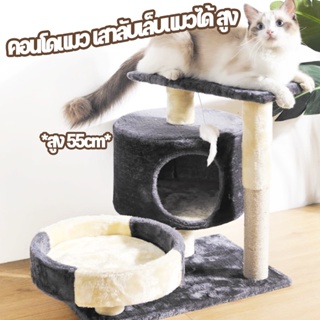 🚚พร้อมส่ง🚚 ที่ลับเล็บแมว เตียงแมว ของเล่นแมว คอนโดแมวคอนโดแมว ที่นอนแมว เสาลับเล็บแมวได้ สูง 55cm