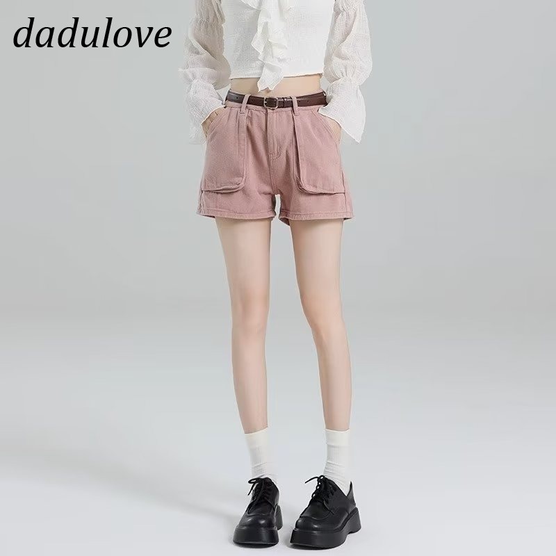 dadulove-new-american-ins-pink-large-pocket-tooling-shorts-niche-high-waist-a-line-pants-large-size-hot-pants
