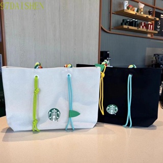 Daishen1 Starbucks กระเป๋าสะพายไหล่ กระเป๋าถือ ผ้าแคนวาส ขนาดใหญ่ จุของได้เยอะ ลายตัวอักษร สร้างสรรค์ เหมาะกับการพกพาเดินทาง ช้อปปิ้ง