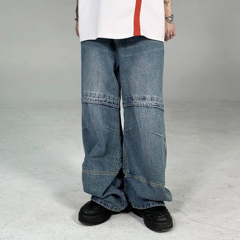 live-great-กางเกงผู้ชาย-เทรนด์ใหม่-แฟชั่น-ดีไซน์เฉพาะ-กระเป๋าเย็บ-กางเกงขากว้าง-ลำลองหลวม-กางเกงยีนส์ทรงตรงย้อนยุค