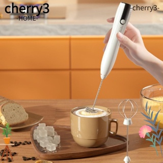 CHERRY3 เครื่องทําโฟม เครื่องตีฟองนมไฟฟ้า สเตนเลส 304 3 ความเร็ว ปรับได้ ขนาดเล็ก สีเขียว สีขาว สีดํา สําหรับลาเต้ ช็อคโกแลตร้อน