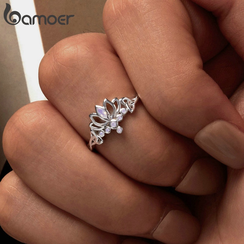 bamoer-แหวนเงินแท้-925-รูปดอกบัว-เครื่องประดับแฟชั่น-สําหรับผู้หญิง