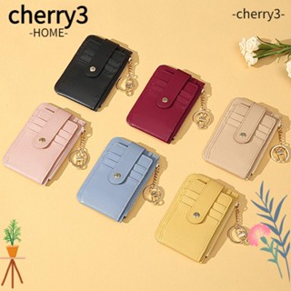 Cherry3 กระเป๋าสตางค์ หนัง PU ใบสั้น ใส่บัตรเครดิตได้ เรียบง่าย สําหรับผู้หญิง