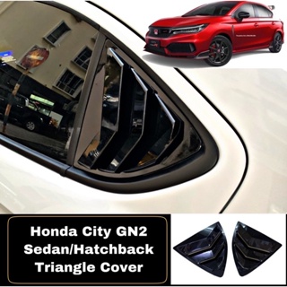 ฝาครอบหน้าต่าง ทรงสามเหลี่ยม สีดํามันวาว สําหรับ Honda City Gn2 2020-2023 2 ชิ้น