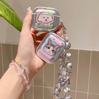 เคสป้องกันหูฟัง แบบนิ่ม ลายการ์ตูนแมว และลูกสุนัข หรูหรา สําหรับ AirPods 1 2 3 Pro 2 2